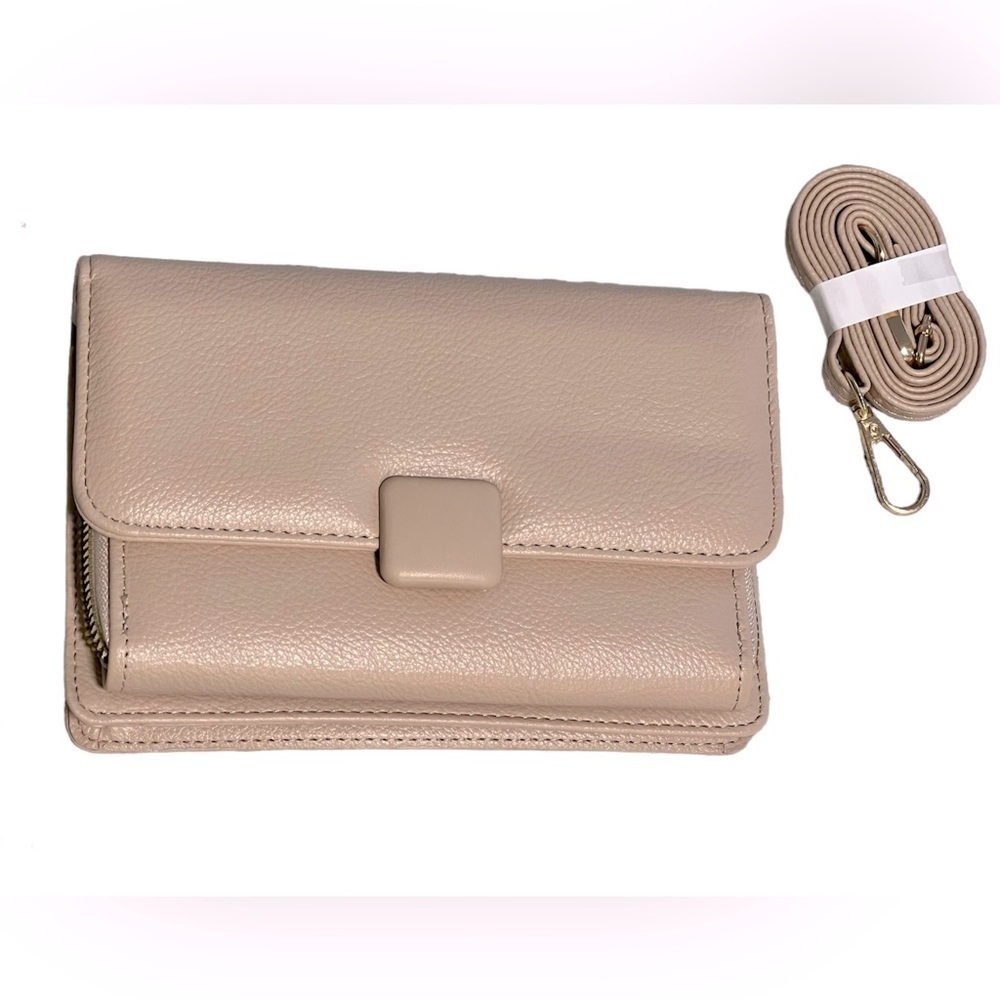 NEW Cream Colour Cross body Purse, PU leather zippered purse with card slots